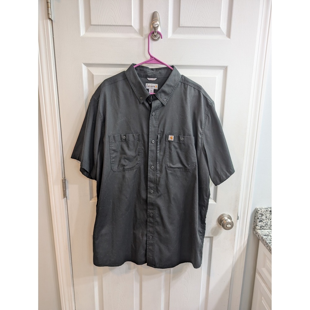 Carhartt Mens Black Rugged Flex Rigby Short Sleeve Work Shirt‎ - Size 2XLT